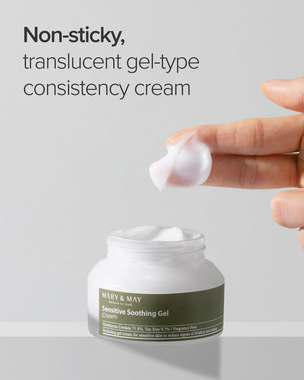 Mary&May Sensitive Soothing Gel Cream - Instant Cooling and Redness Relief, Pore-Tightening Face Cream with Tea Tree and Houttuynia Cordata Extracts - No Sticky, Refreshing Finish, 2.46oz.
