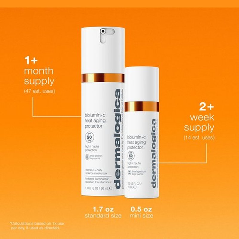 Dermalogica Biolumin-C Heat Aging Protector SPF 50, Daily Face Moisturizer with Sunscreen - Defend Signs of Skin Aging, 1.7 fl oz