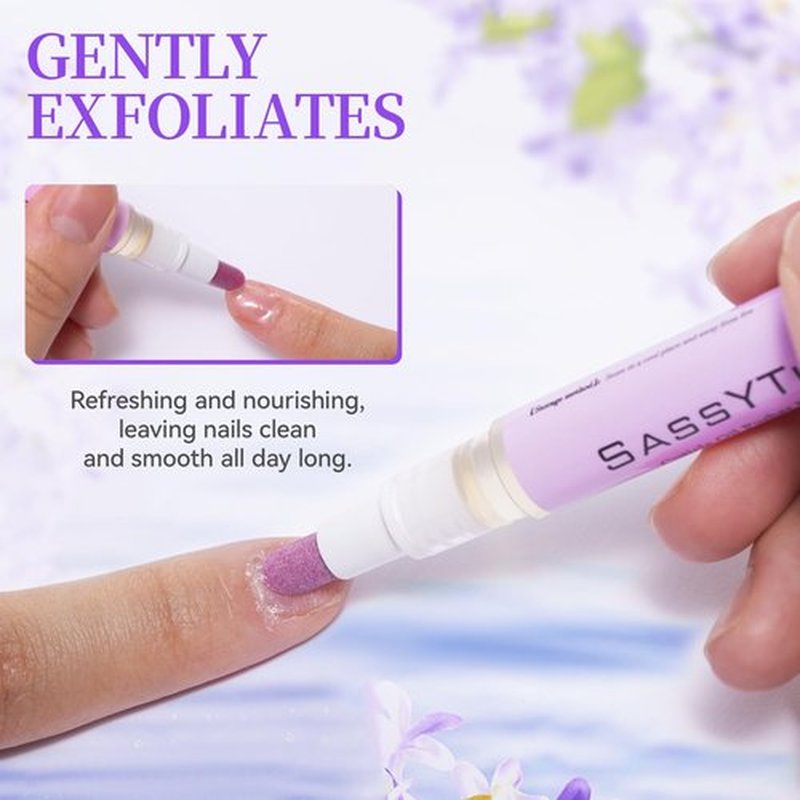 SASSYTIP Ceramic Cuticle Pusher & Oil Pen, 2ml Rose/Lavender/Fragrance Free Scented Nail Care Pen, Gentle Cuticle Remover for Dry & Damaged Nails, Moisturize Strengthen Brighten (Pink&Purple)