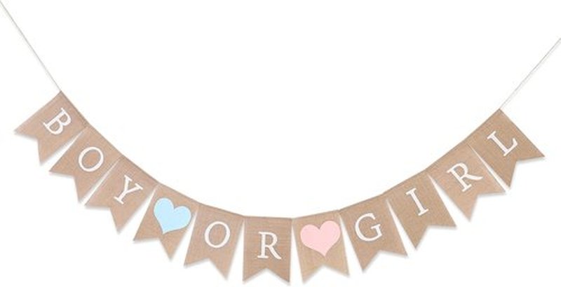 Regine Switzerland Burlap Banner - Rustic Gender Reveal Decor for Baby Showers