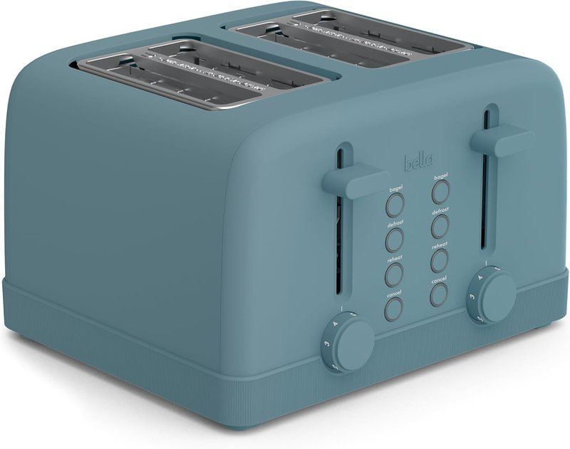 Bella 4-Slice Toaster - 6 Setting Shade Control, Reheat & Cancel Buttons, Removable Crumb Tray | 900 Watt, Surf Color