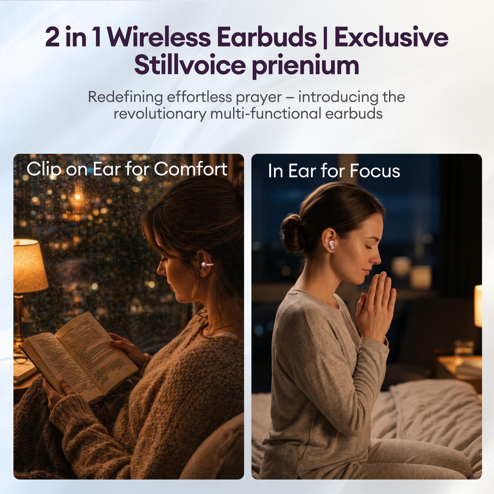 PAXA 2-in-1 Open Ear Clip-On Wireless Earbuds with StillVoice App, Bluetooth 6.0, 140H Playtime, Hybrid Noise Reduction, Auto L/R Sync, Comfortable Fit for Work, Fitness & Daily Use, Ctbuds Rose Gold