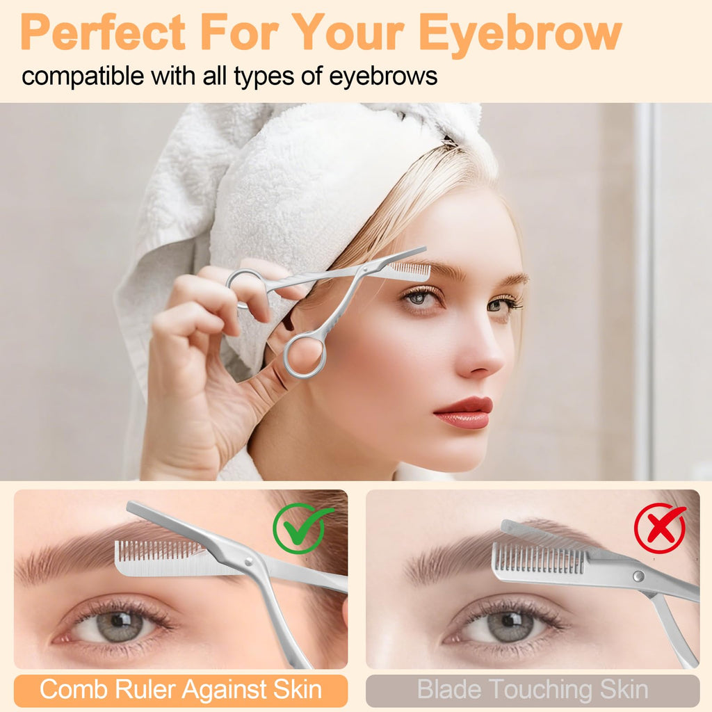 Diesisa Eyebrow Trimmer Scissors: Eyebrow Trimmer For Men - Eyebrow Scissors With Comb - with Double Headed Eyebrow Brush - Stainless Steel Eyebrow Cutter,Eyebrow Trimmer for women