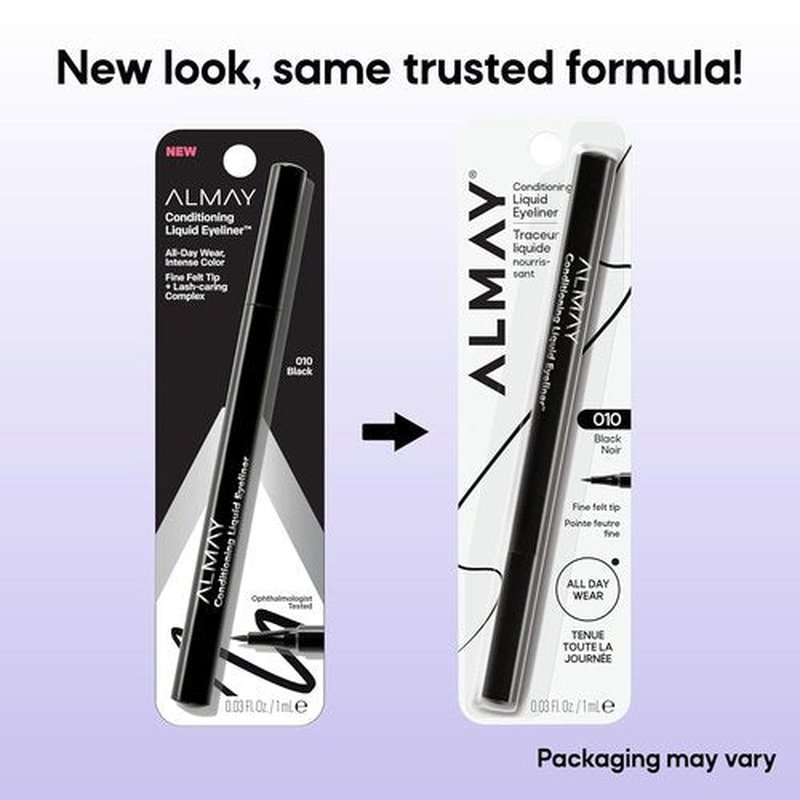 Almay Conditioning Liquid Eyeliner - Longwearing Waterproof Formula | Hydrating Black, 0.03 fl oz