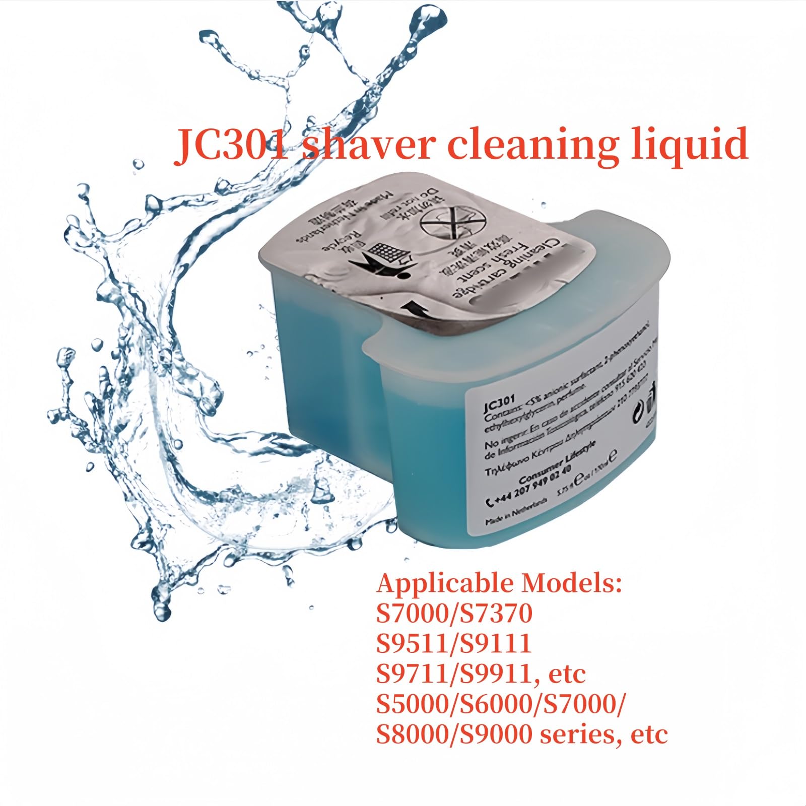 Compatible For Philips Clean & Renew Refill Cartridges JC301, Cleans Your Shaver For Optimal Hygiene, Removes Residual Hair & Skin Particles,Shaver Cleaning Fluid(1 PCS)
