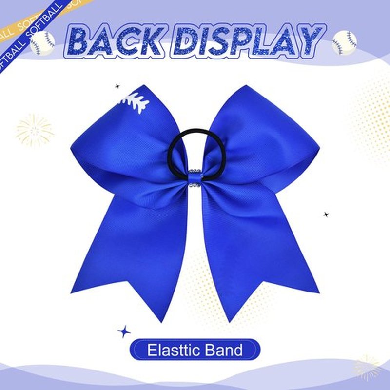 8 PCS Softball Bows 8" Softball Cheer Bows Bulk Hair Bows Cheerleading Sports Cheerleader Ponytail Holder Softball Accessories for Girls College Competition Blue