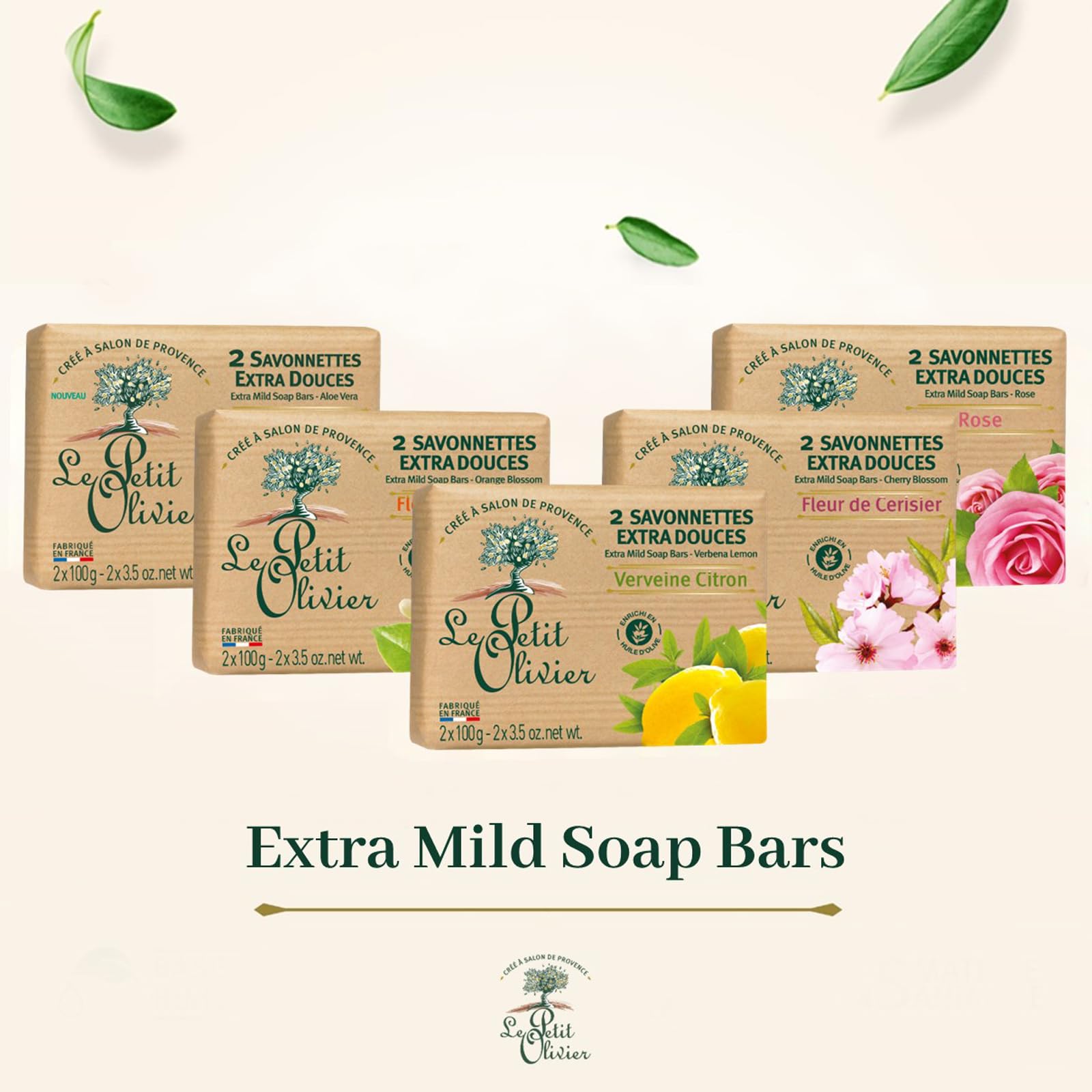 Le Petit Olivier Extra Mild Soaps - Rose for Women - 2 x 3.5 oz Soap