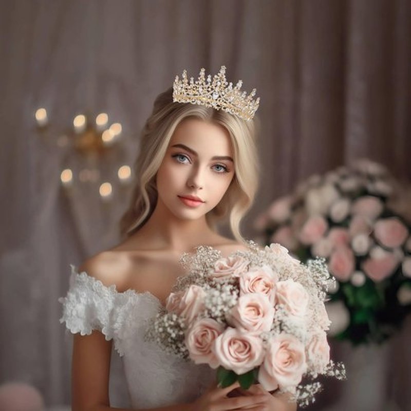 Schmoopy Tiara Crown for Women, Hair Accessories for Party Wedding (B-Gold)