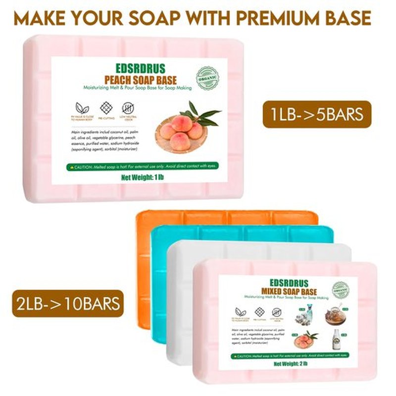 EDSRDRUS 8lb Scent Soap Base DIY Handmade with Goat Milk & Coconut Oil, Moisturizing Melt and Pour Soap Base