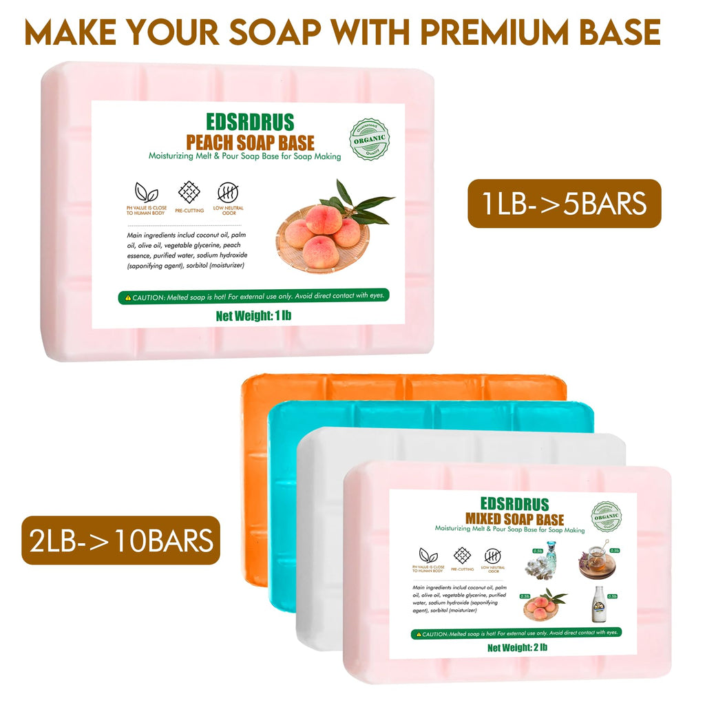 EDSRDRUS 1lb Scent Soap Base DIY Handmade with Goat Milk & Coconut Oil, Moisturizing Melt and Pour Soap Base