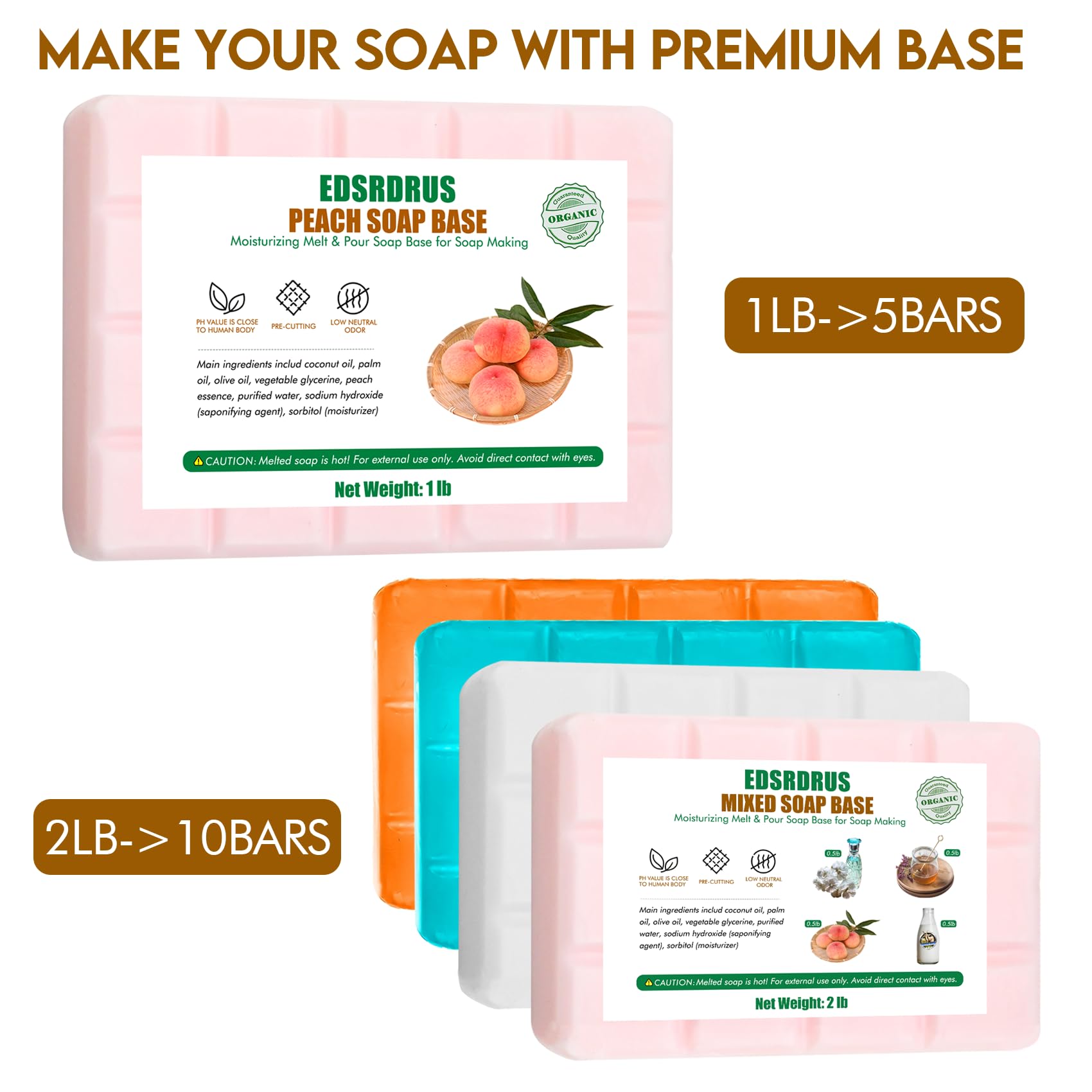 EDSRDRUS 1lb Scent Soap Base DIY Handmade with Goat Milk & Coconut Oil, Moisturizing Melt and Pour Soap Base