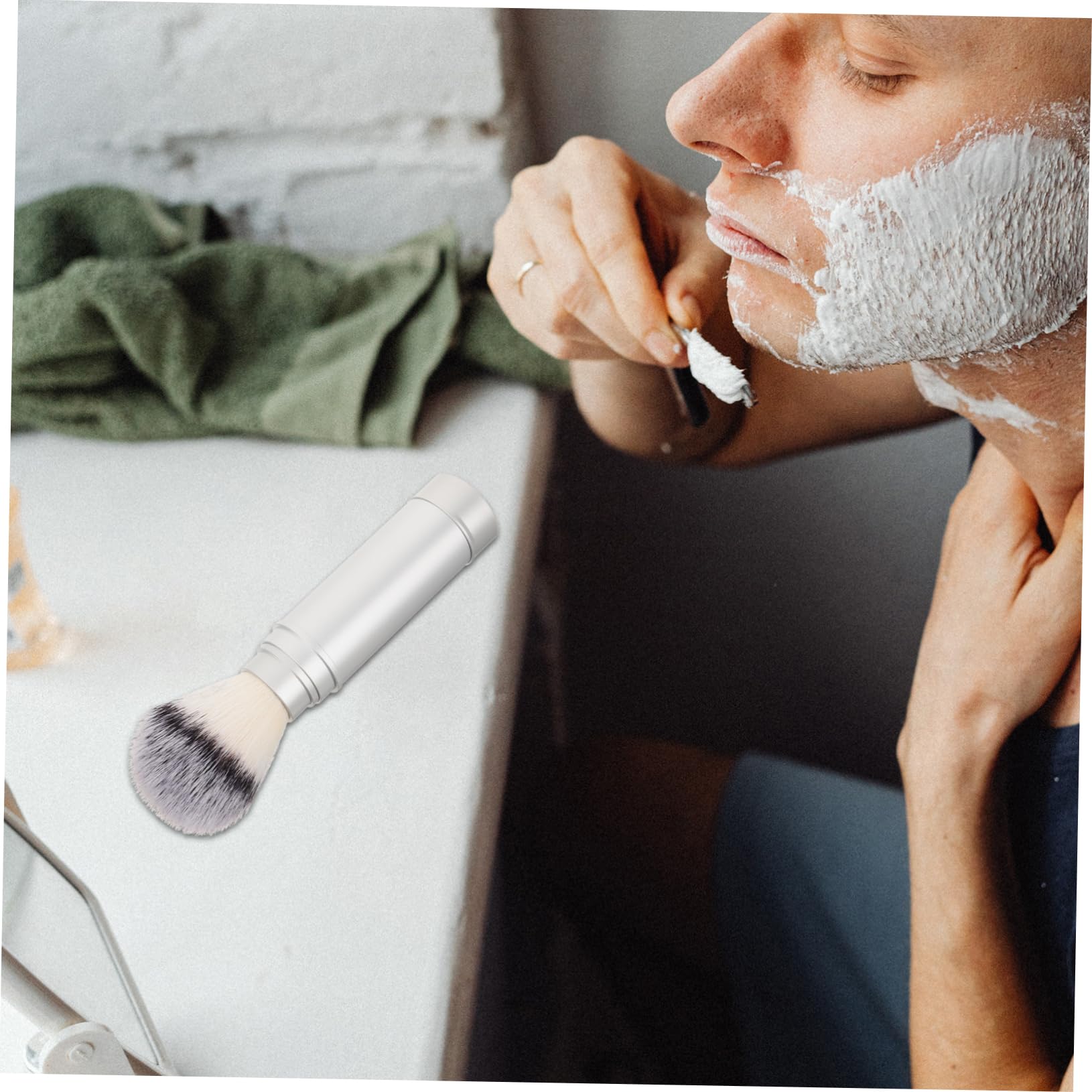 BIUDECO Shaving Brush Mens Shaving Brush Travel Size for Beard Grooming Soft Nylon Bristles for Lathering Soap Portable Shave for Home Salon and Travel Use