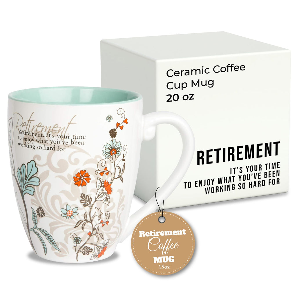 Pavilion Coffee Mugs - Mark My Words Retirement Mug with "Retirement, It's Your Time To Enjoy" Text Design - Ceramic Coffee Cup for Friends, Microwave & Dishwasher Compatible - Multicolor, 20 oz