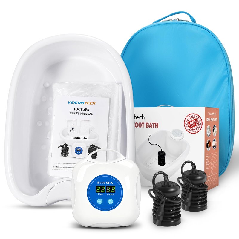 Upgrade Ionic Foot Bath Detox Machine - Ionic Detox Foot Bath, Foot Detox Machine, Touch ON/OFF, LCD & Timer for Home Use Beauty Salon (2 Arrays,100 Liners,1 Blue Bag)