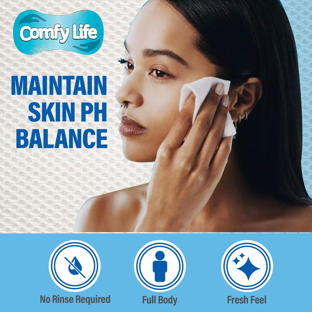 Comfy Life Premium Full Body Cleansing Wet Wipes For Adults - Large Luxury Fresh-feel Rinse-free Fragrance-free Bed Bath Intimate-care Soft Sheets (1 Pack (80 Wipes)