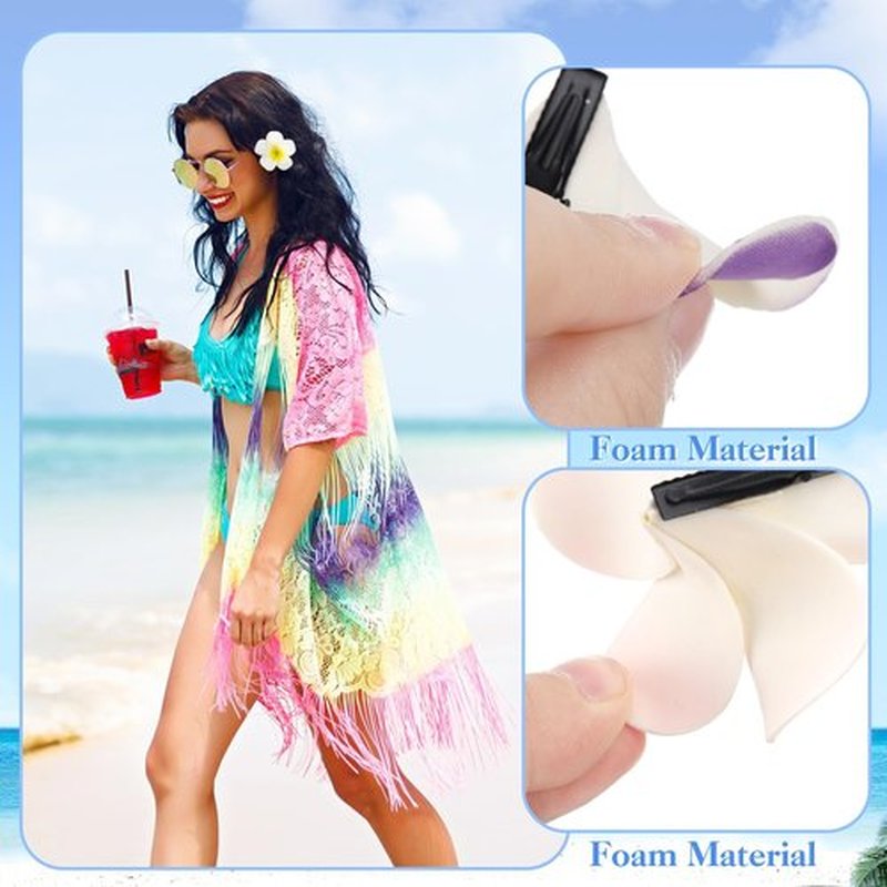 18 Pcs Hawaiian Flower Hair Clips, 2.75 Inch Plumeria Foam Hair Clip Artificial Tropical Flower Hairpins for Beach Vacation Wedding
