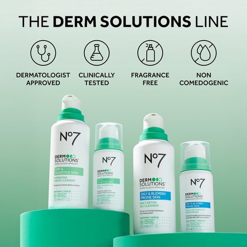 No7 Derm Solutions AHA Exfoliant & Face Toner with Lactic & Glycolic Acid - AHA Smoothing Treatment - Controls Oil and Minimizes Pores - for Oily & Blemish-Prone Skin (1 Fl Oz)