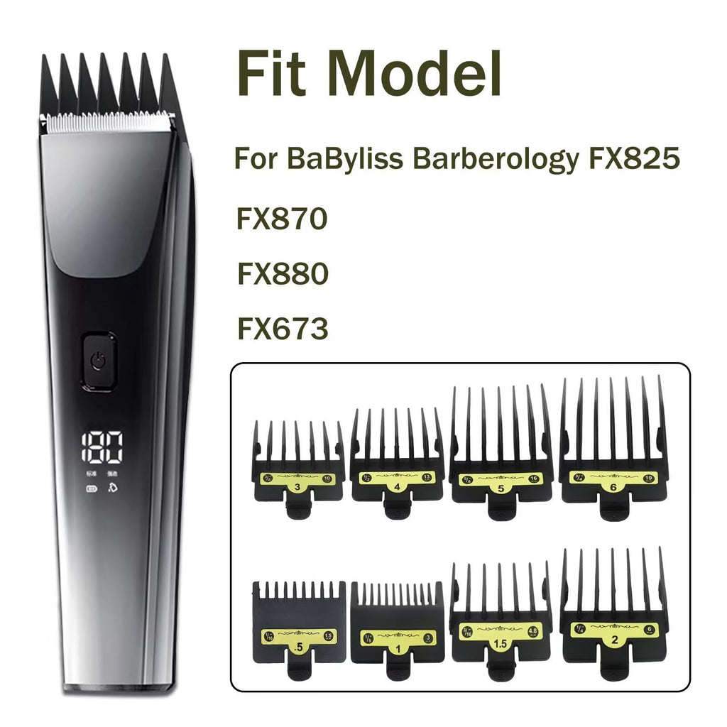 Zafina-UP 8pcs Clipper Guards for BaBylissPRO Barberology FX870, FX880, FX825, and FX673 Clippers, Trimmer Replacement Guards 8 Length (1/16, 1/8, 3/16, 1/4, 3/8, 1/2, 5/8, 3/4inch)