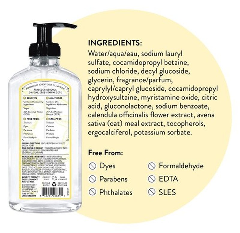 J.R. Watkins Gel Hand Soap, 3 Pack of 11 Fl Oz, Lemon