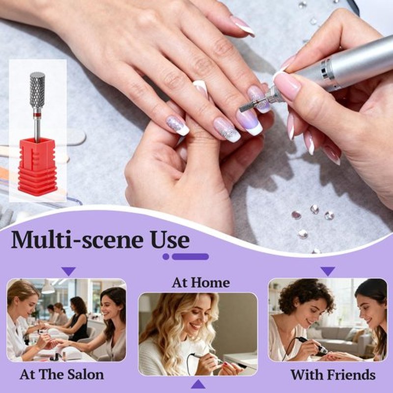 FATUXZ 3/32" Carbide Nail Drill Bits, Gel Polish Remover Drills Bit, Cuticle Clean Nail Drills Bit, Professional Flat Top Tungsten Nail Bits Set Nail File Acrylic for Manicure,Pedicure (Fine - F)