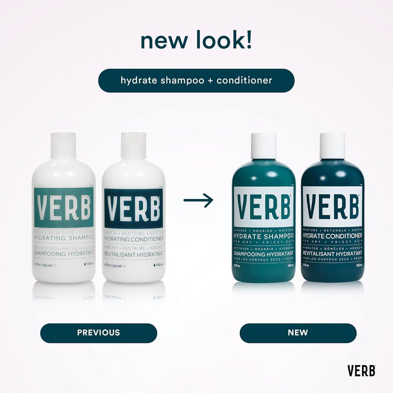 VERB Hydrate Shampoo & Conditioner Duo - Nourishes Dry, Frizzy Hair for Smoothness - Amber & Warm Jasmine Scent
