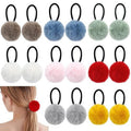 BlueZOO 16Pcs Pom Pom Hair Ties Big Fluffy Ball Scrunchies for Women Girls Teens Kids, Very Stretchy Thick Hair Bands No Damage No Pull Pigtail Ponytail Holders, 16 Colors, 1.5inch Diameter Ropes