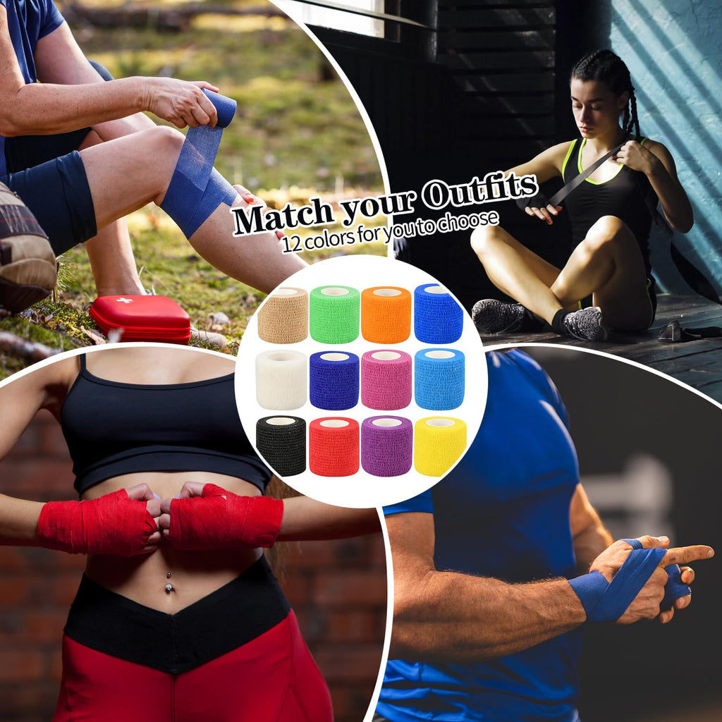 1" Self Adhesive Bandage Wraps, 6pcs Vet Wraps, Skin Color, 5 Yard Self Adherent Wraps for Sports, Wrist, Ankle and Swelling