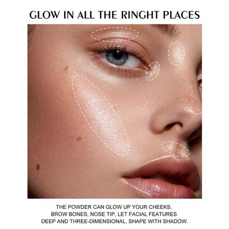 KYDA Face Highlighter Palette, High Glossy Face Illuminator Palette, Natural Glow Finish, Pearl Shimmer Smooth Baked Powder, Lasting Sparkling Champagne Highlighter Makeup-SUN GLOW