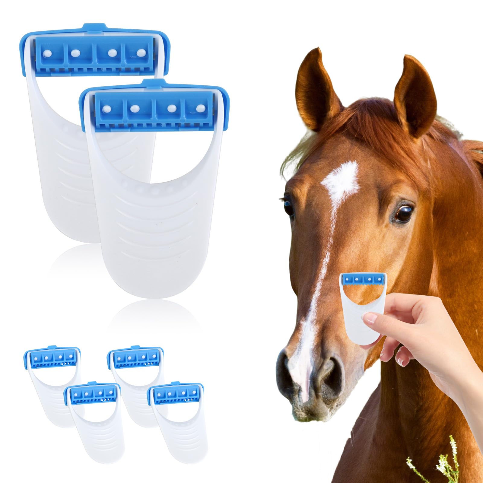 RJLCTH 6 Pcs Disposable Horse Grooming Razors, Stainless Steel Blades