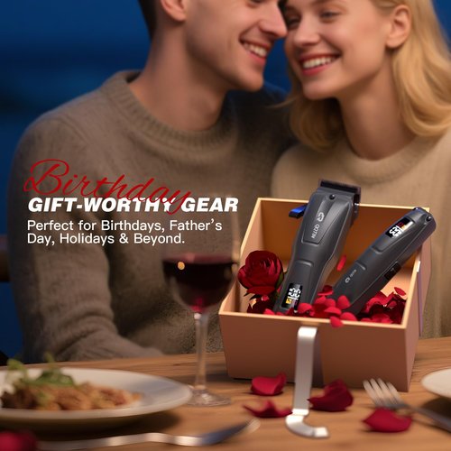 QQTIN Hair Clippers for Men, Cordless Hair Trimmer for Hair Cutting with Long Battery Life, 8500RPM Electric Clippers and Trimmers Set for Self-Haircut and Family Use (Carbon Grey)