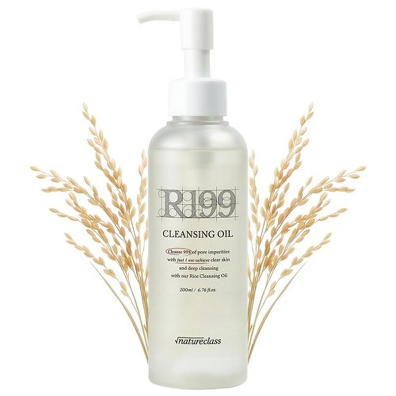 NATURECLASS R199 Rice Cleansing Oil Face Cleanser Korean Skincare Makeup Remover Oil Cleanser for Face Blackhead Remover Pore Control Double Cleansing Sensitive Skin 6.76 fl oz