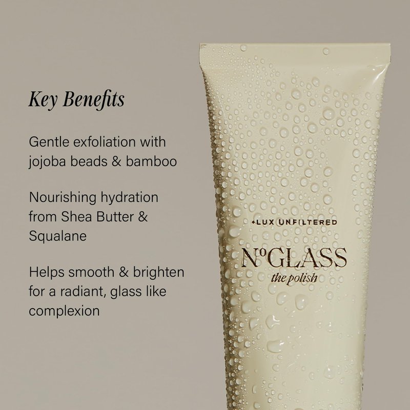 + Lux Unfiltered The Polish - Gentle Face Scrub for Glass Skin - Face Exfoliator with Jojoba Beads & Hyaluronic Acid for Brighter, Smoother Skin - Free of Added Fragrance, Vegan, & Cruelty Free