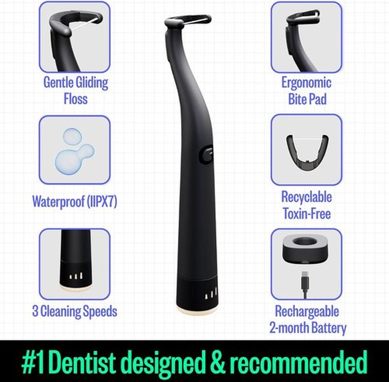 FLAUS Electric Flosser - Gentle Water Flosser with 3 Speeds & 45 Refill Heads | Dentist Recommended for Sensitive Gums
