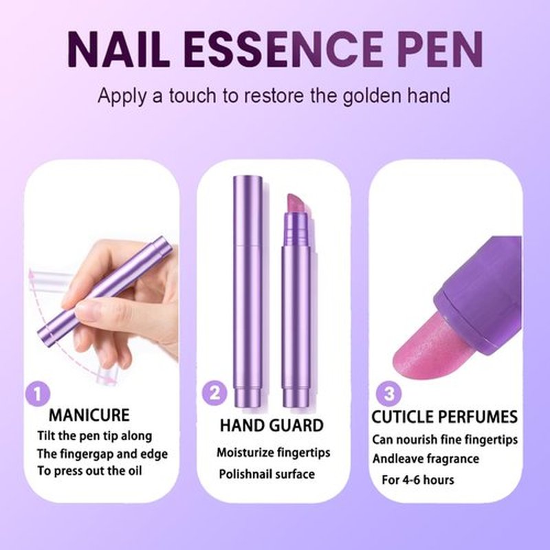 3-in-1 Cuticle Oil Pen,Cuticle Pusher Nail Oil Pen with Ceramic Tip,Cuticle Treatment for Hangnails, Dry & Damaged Nails, Nail Cuticle Remover, Moisturizes & Strengthens Nails（2 Pcs）