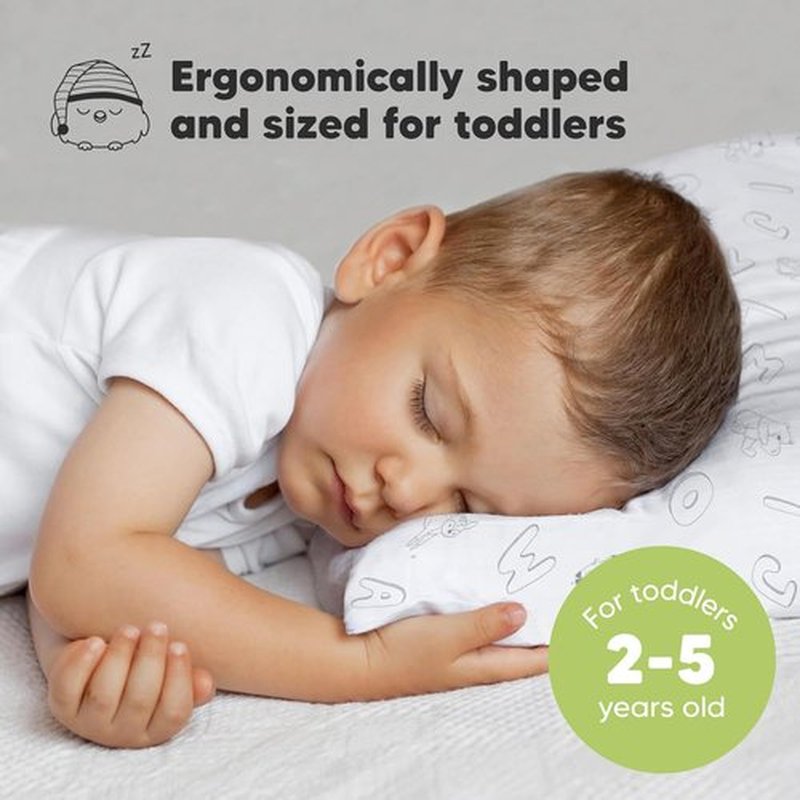 My Little Dreamy Toddler Pillow - Organic Cotton Travel Bed Pillow with Soft Pillowcase | 13x18, Machine Washable, Ideal for Ages 2-5