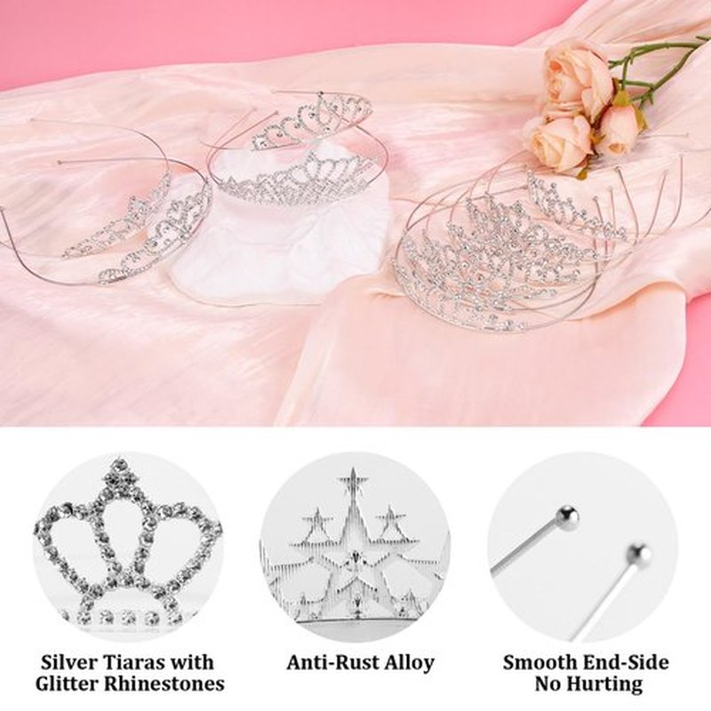Tihebax 12 Pcs Tiaras Crowns Headbands for Women Girls Silver Princess Tiara Bulk Crown Tiaras Rapunzel Crown for Wedding Birthday Crystal Tiara for Prom, Bride, Pageant, Halloween