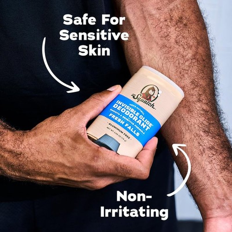 Dr. Squatch Invisible Glide Men’s Deodorant - Aluminum-Free, Smooth Glide, Fresh Falls - 2.65oz (2-Pack)