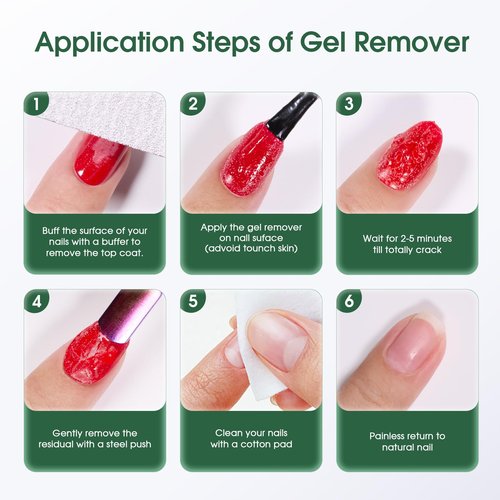 Gel Nail Polish Remover 2 PCS- Gel Polish Remover for Gel Nails Professional 2-5 Minute, Easy and Quick Remove Gel Polish at Home