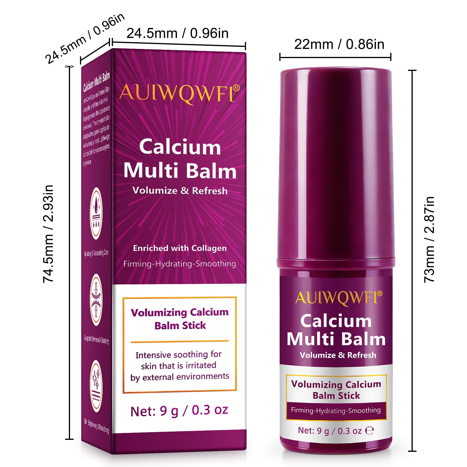 AUIWQWFI Calcium Multi Balm Stick - Korean Collagen Moisturizing Cream, Visibly Reduces Wrinkles & Firms Skin, All-in-One Face, Eye & Neck Care for Women & Men, 9g