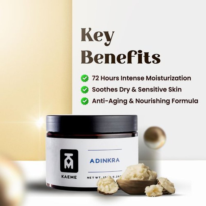 Kaeme.com Adinkra Whipped African Shea Body Butter,Made with Raw Organic Unrefined Shea Butter,Deep Moisturizer With Coconut Oil for Skin Protection,Natural Skincare for Women & Men (10.5oz /300g Jar)