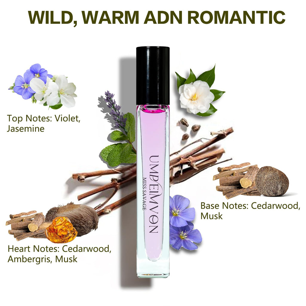 Umpeimvon 3 PCS Roll On Perfume Oils for Women Long Lasting, Fagrance Body Oil Gift, Travel Size 0.33 Fl. Oz