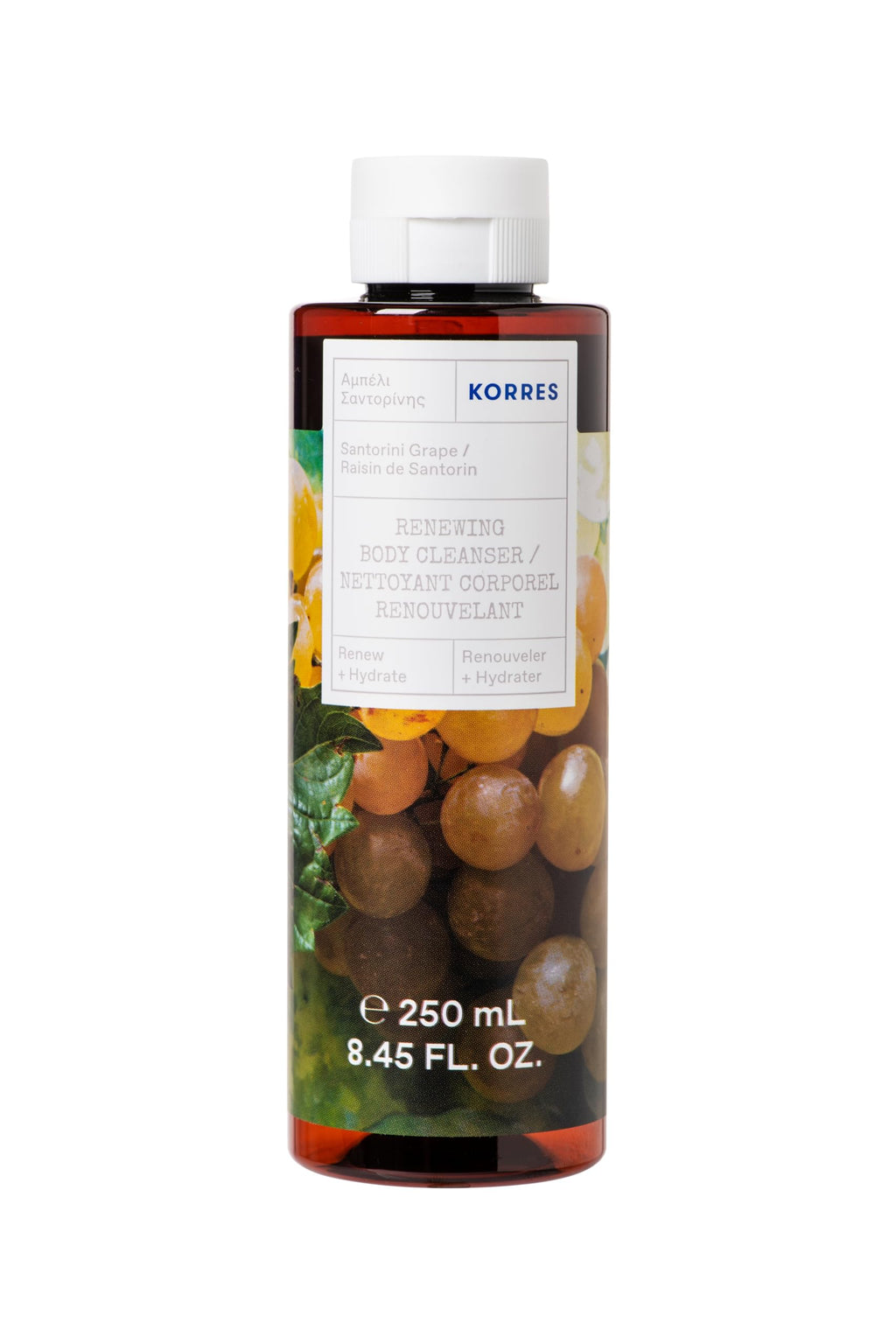KORRES Renewing Body Cleanser, Santorini Grape, Foaming Shower Gel for Women & Men with Hydrating Greek Botanicals, Body Wash for Smooth Skin, Vegetarian & Cruelty Free, Made in Greece, 8.45 Fl Oz
