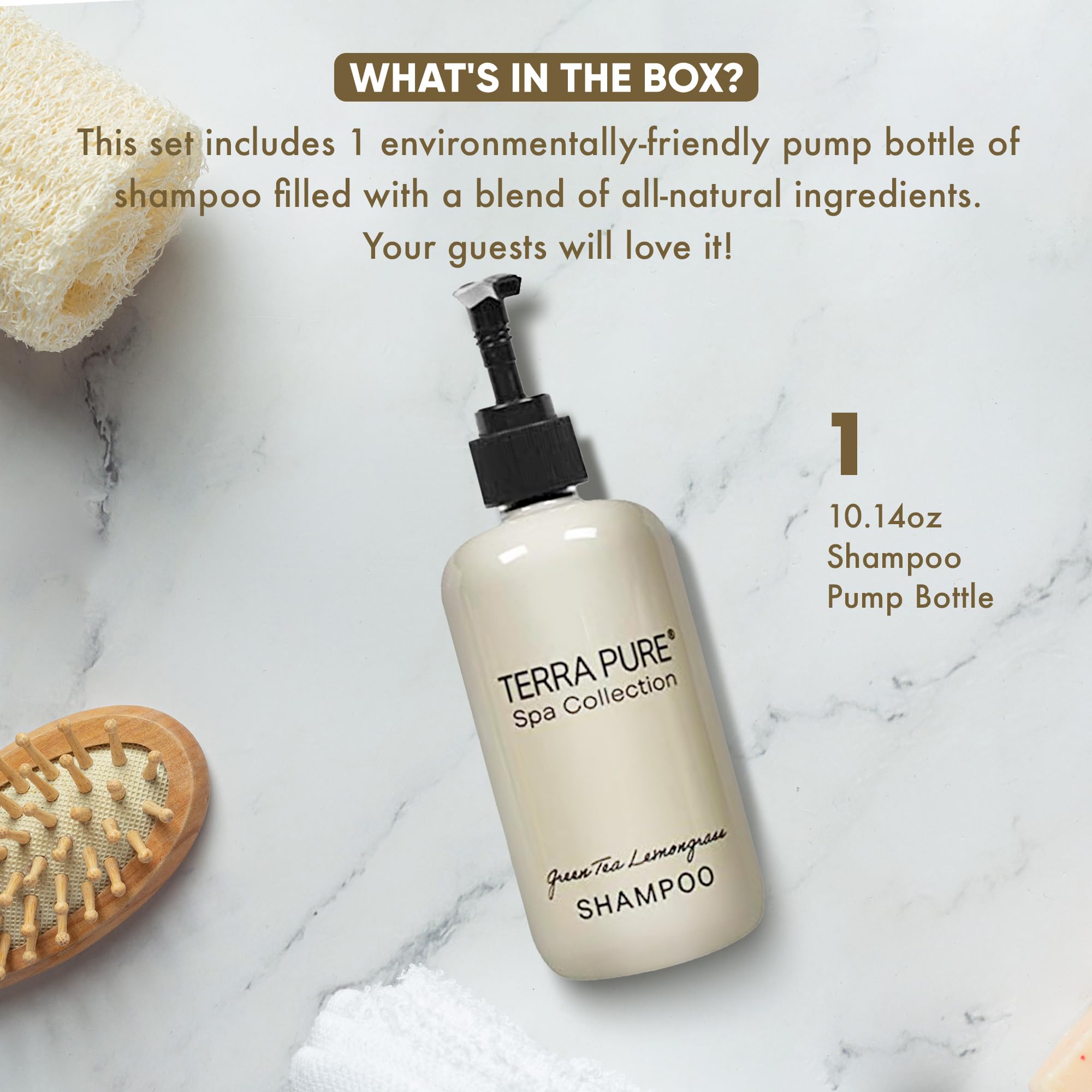 Terra Pure Shampoo | Spa Collection | Hotel Amenities in Pump Bottle | 10.14 oz. / 300 ml (Single Bottle)