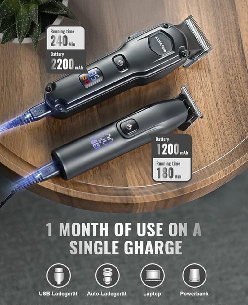 Jack & Rose Clippers and Trimmers Set, Cordless Hair Clippers for Men, Barber Clippers Set