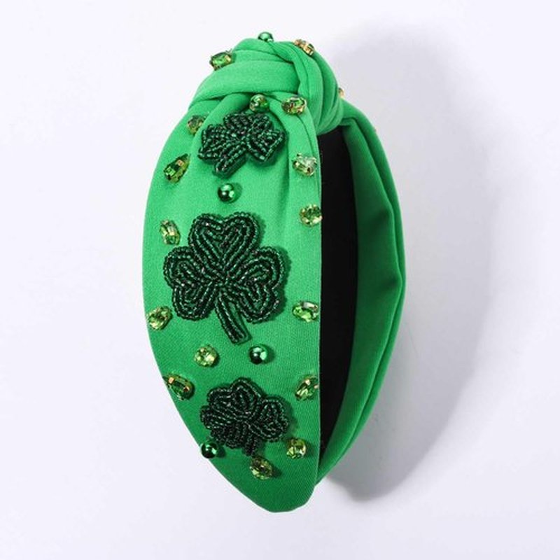 mokkia St.Patrick’s Day Headband Accessories Outfits for Women Green IRISH Lucky Shamrock Headband Rhinestone Crystal Knotted Headbands Irish Holiday Headwear Party Favors Gifts (Shamrock A)