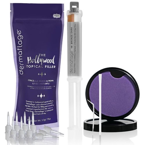 Dermaflage Scar Filler Kit - Waterproof Concealer for Deep Scars | Bronze Dark, 1 Month Supply