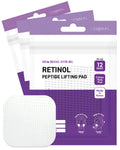 DERMAL Retinol Peptide Lifting Pad - Korean Toner Pad for Anti-Aging & Wrinkles with Bakuchiol - Vegan Pure Cotton Square Pads - Travel Kit 12 Pads, 3 Pack (Total 36 ea)