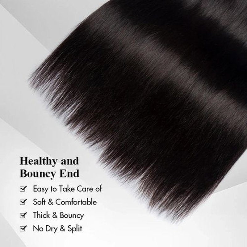 12A Human Hair Bundles 16 18 20 22 Inch Straight Bundles Human Hair Extensions Brazilian Virgin 100% Unprocessed Raw Thick Straight Hair 4 Bundles Human Hair Natural Color
