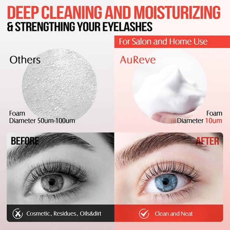 Lash Shampoo for Lash Extensions 60 Ml/2fl.oz Eyelash Extension Cleanser Oil Free Lash Cleanser for Eyelash Care, Gentle Foaming Eyelash Shampoo with Brush for Salon Home Care (Peach 60ml)