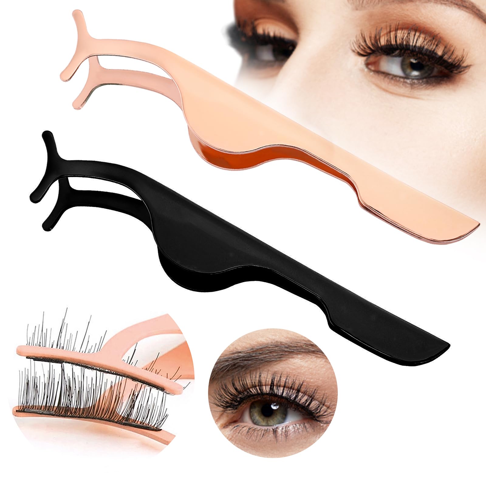 2 Pcs False Eyelashes Applicator Stainless Steel Remover Clip Tweezers Fake Lash Clusters Separator Professional Lash Extension Curlers Curved Eyelash Tweezers for Wearing and Removing Eyelashes